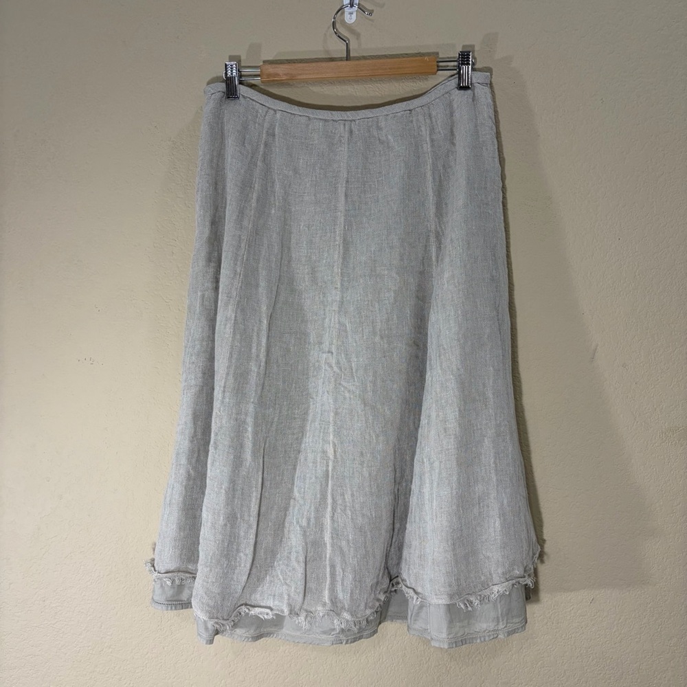 EILEEN FISHER 100% LINEN SEAMED SKIRT IN CLOVE 15” WAIST CASUAL COASTAL MINIMAL - Picture 4 of 9